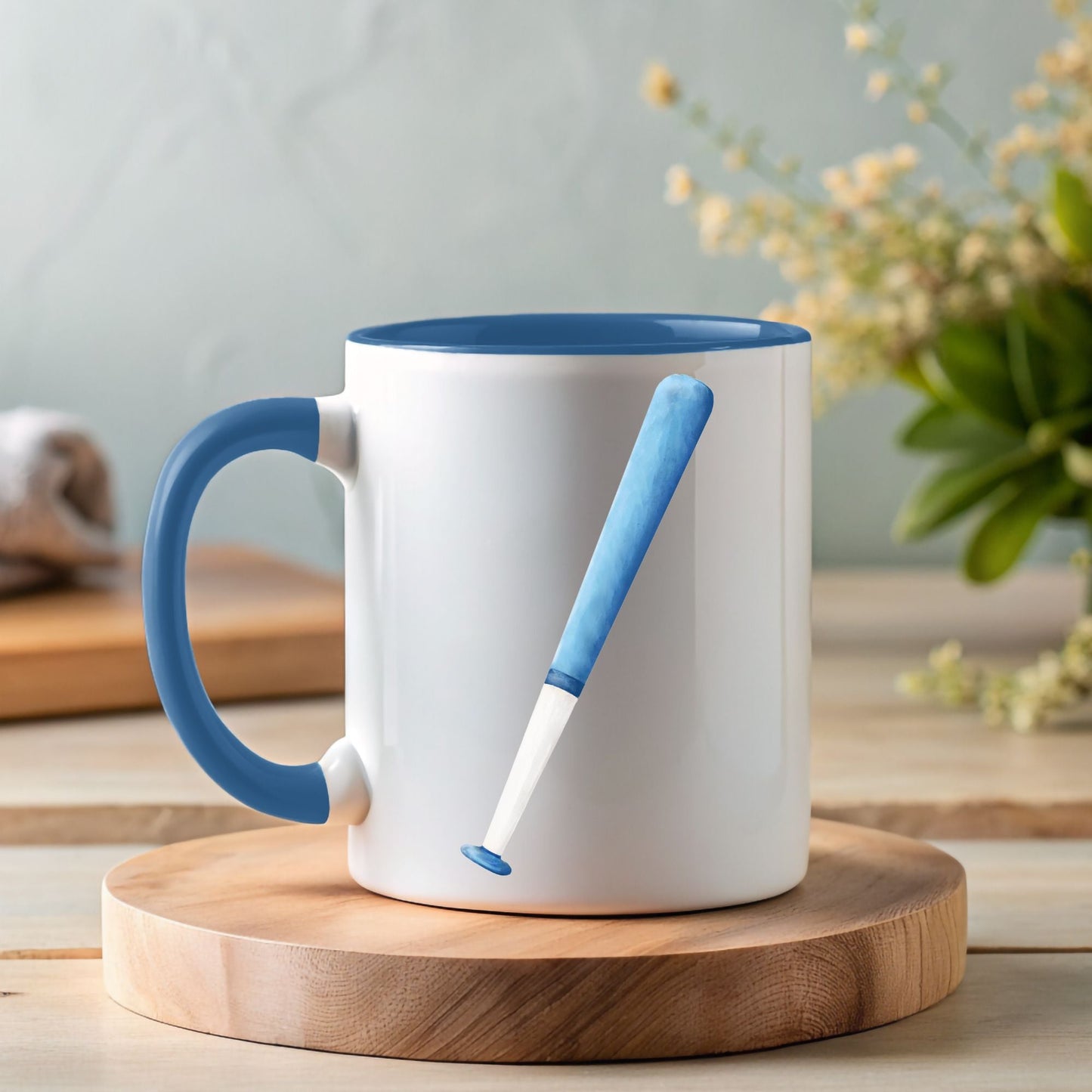 Personalized Blue Baseball Bat Mug - MerikaArt