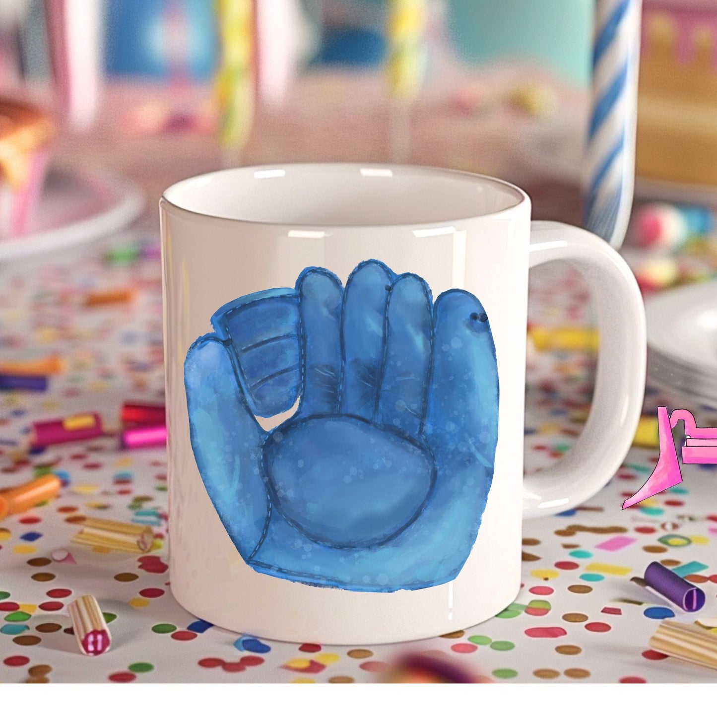Personalized Blue Baseball Glove Mug - MerikaArt