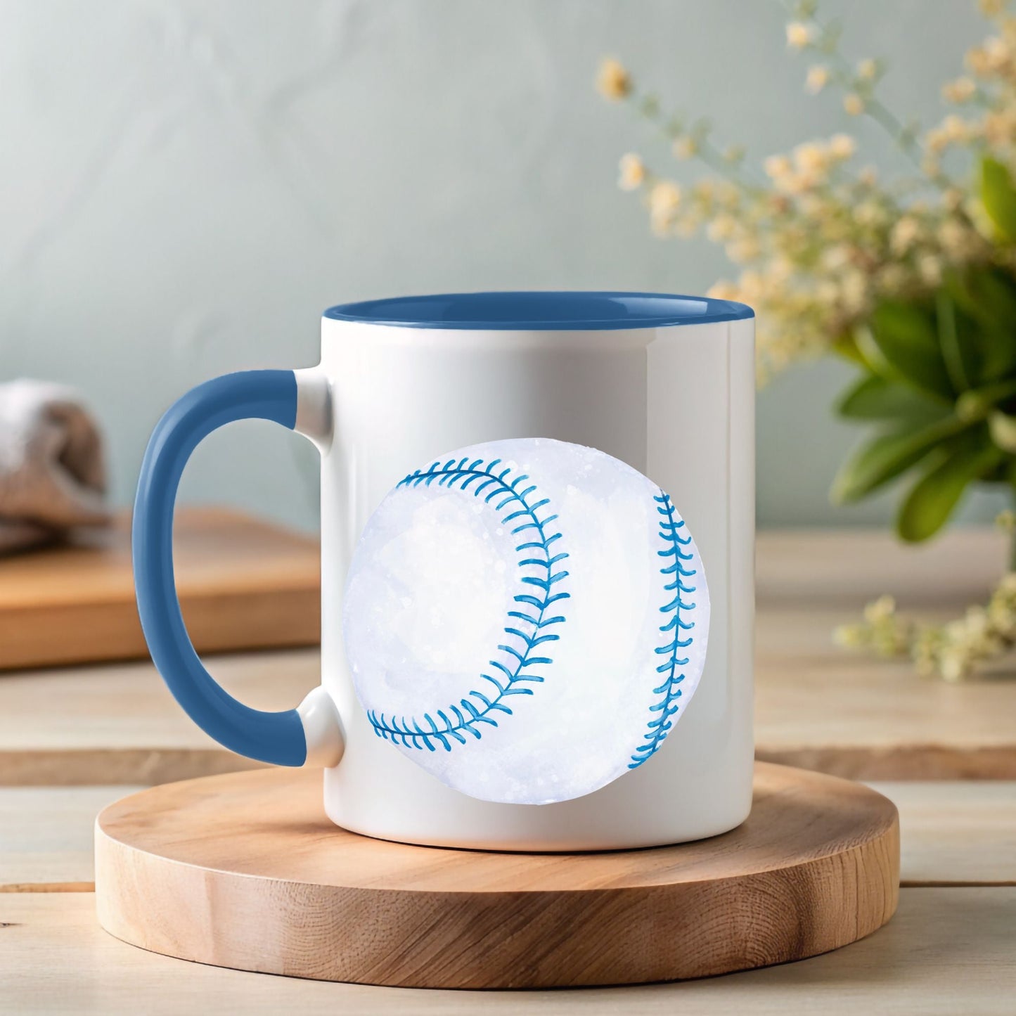 Personalized Blue Baseball Mug - MerikaArt