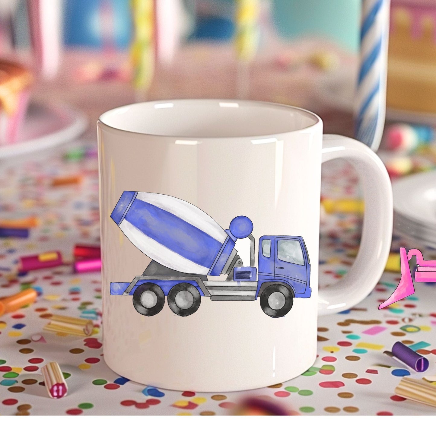 Personalized Blue Cement Mixer Mug - MerikaArt