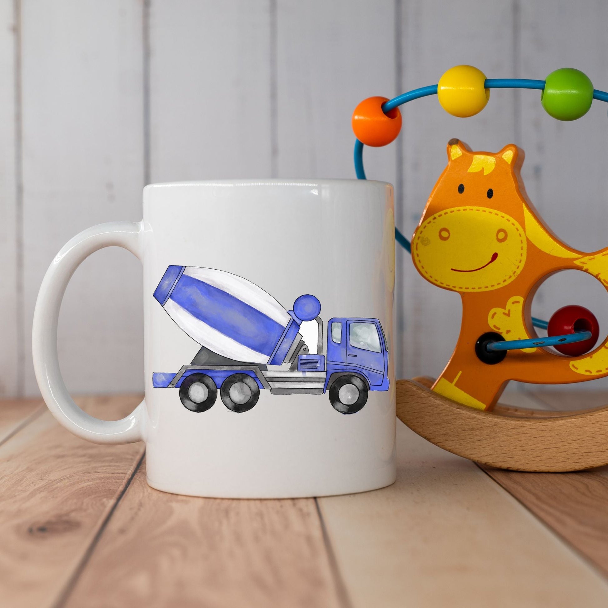 Personalized Blue Cement Mixer Mug - MerikaArt