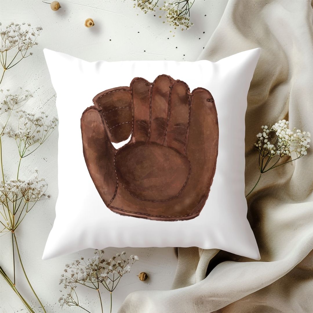 Personalized Brown Baseball Glove Kids Pillow - MerikaArt