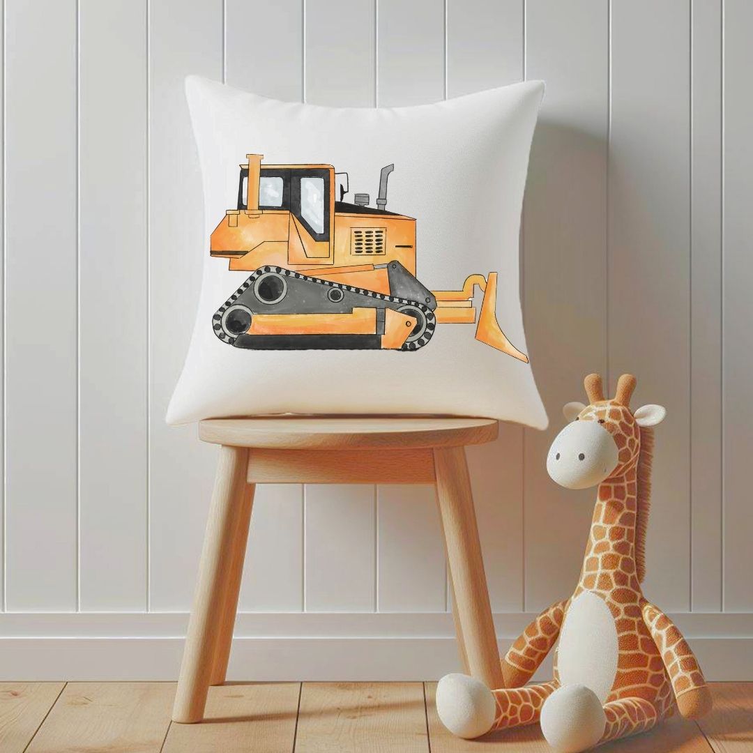 Personalized Bulldozer Kids Pillow - MerikaArt