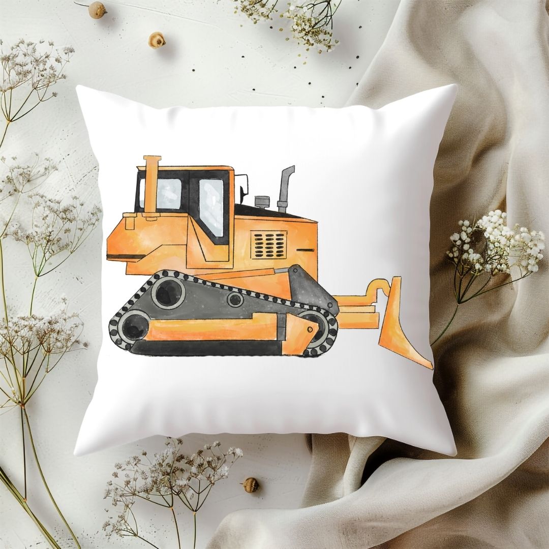 Personalized Bulldozer Kids Pillow - MerikaArt