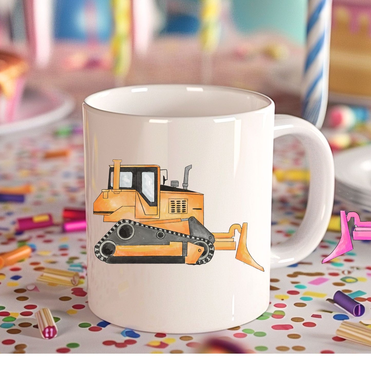 Personalized Bulldozer Mug - MerikaArt
