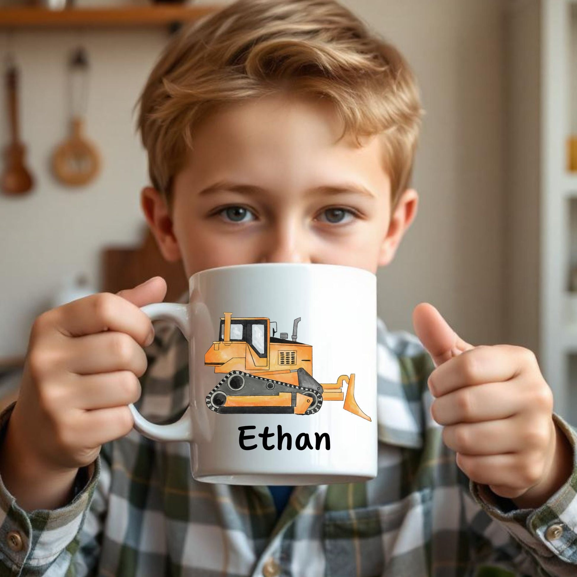 Personalized Bulldozer Mug - MerikaArt