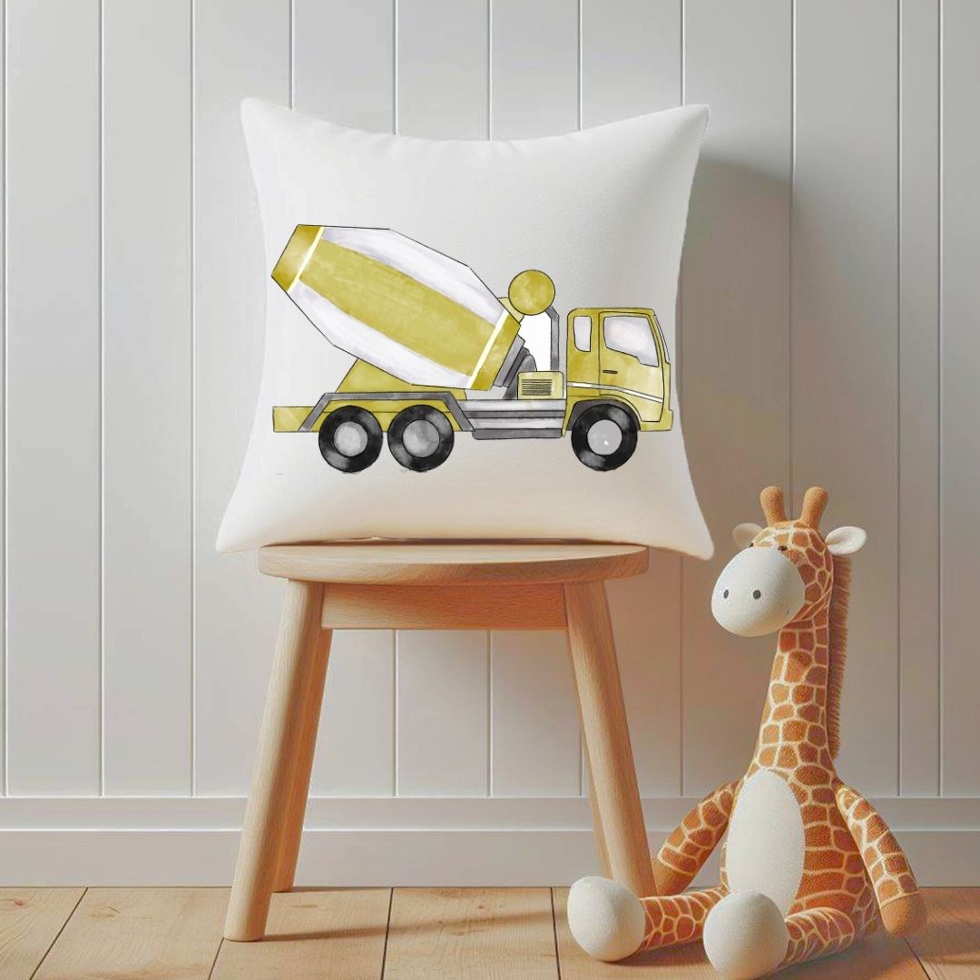 Personalized Cement Mixer Kids Pillow - MerikaArt