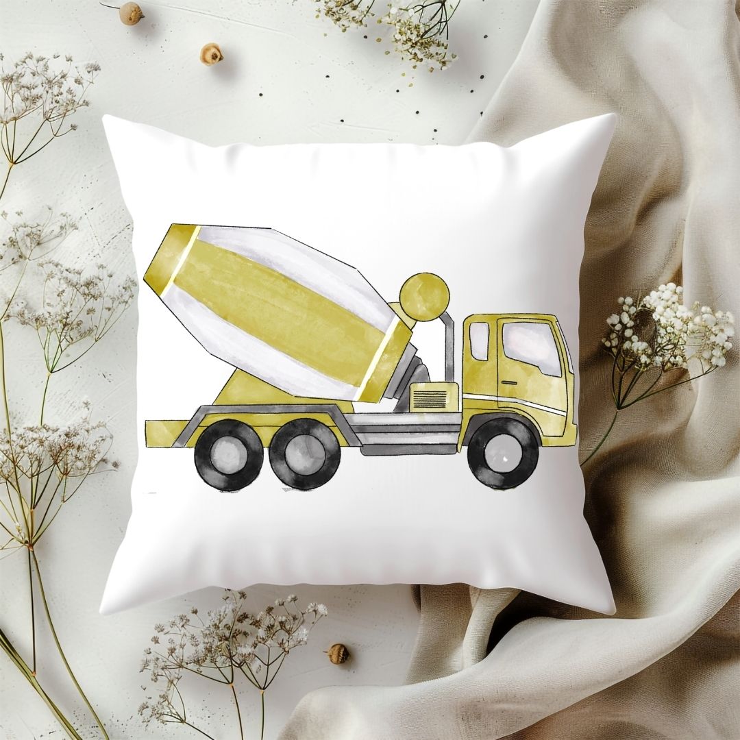 Personalized Cement Mixer Kids Pillow - MerikaArt