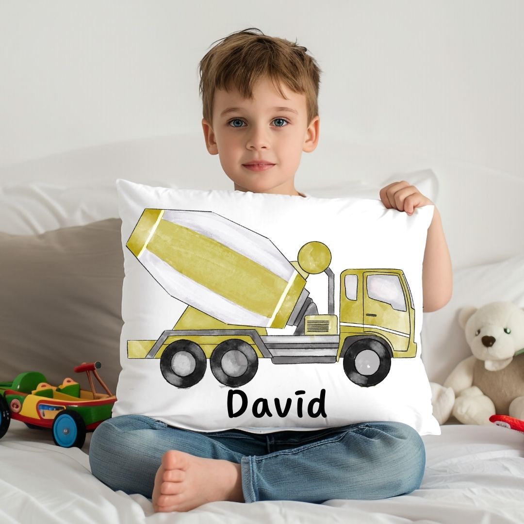 Personalized Cement Mixer Kids Pillow - MerikaArt