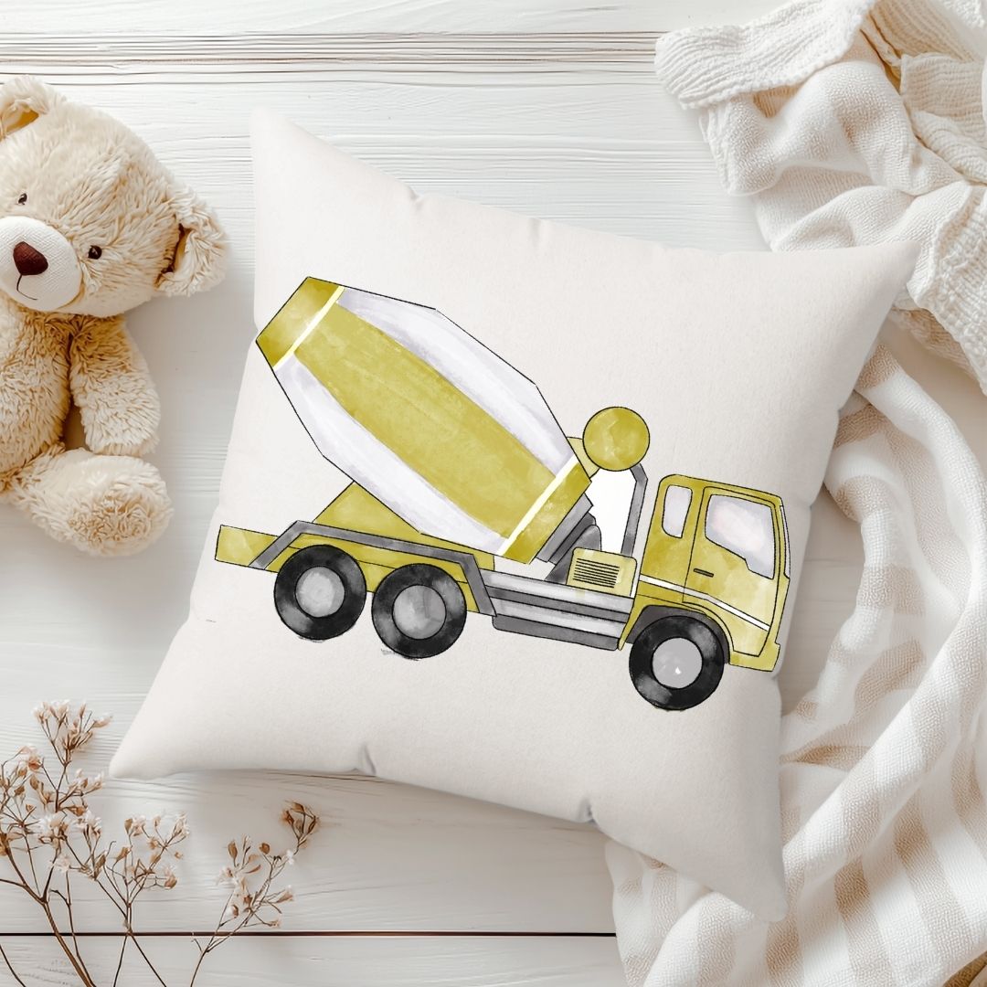 Personalized Cement Mixer Kids Pillow - MerikaArt