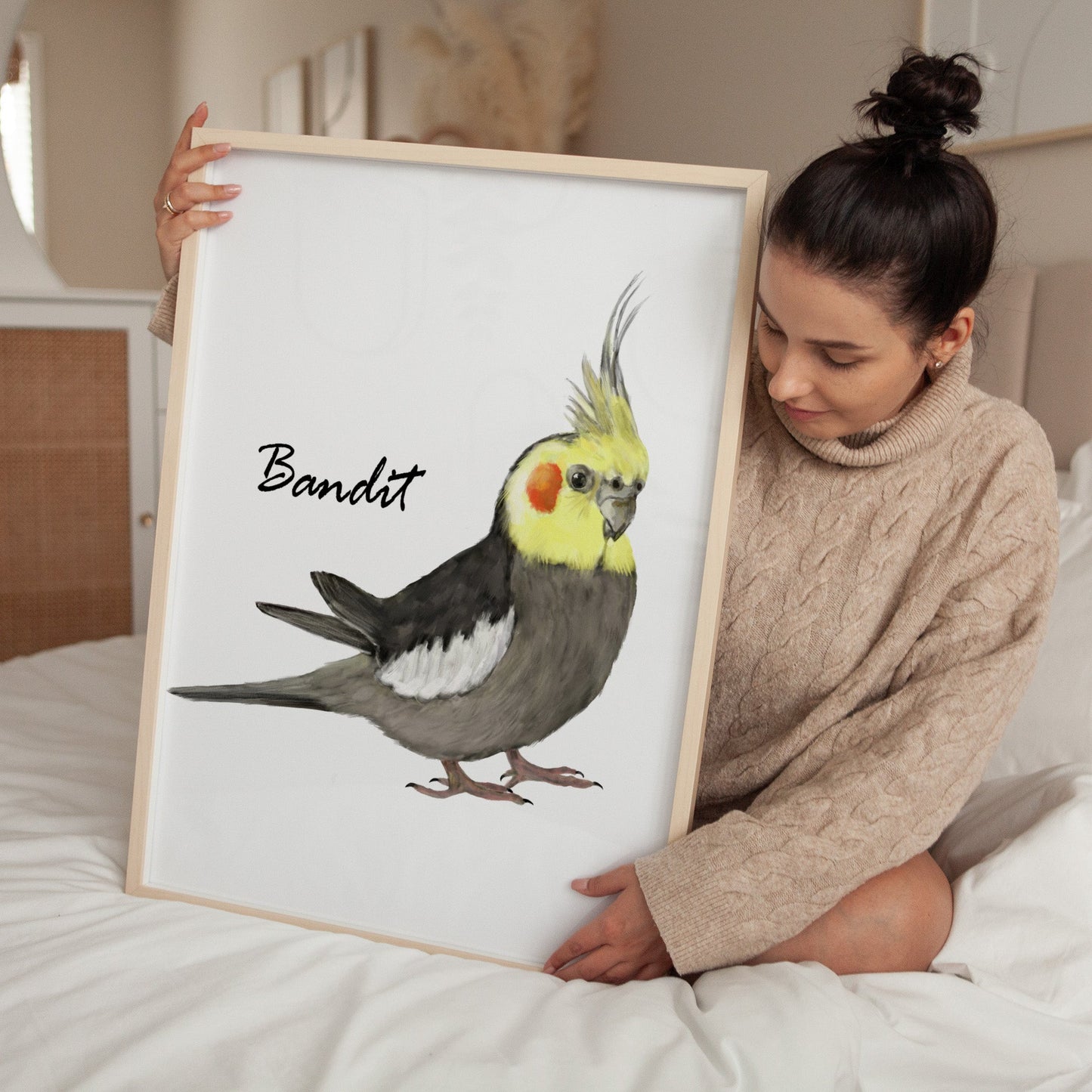 Personalized Cockatiel Art Print – Charming Bird Decor for Nature Lovers - MerikaArt