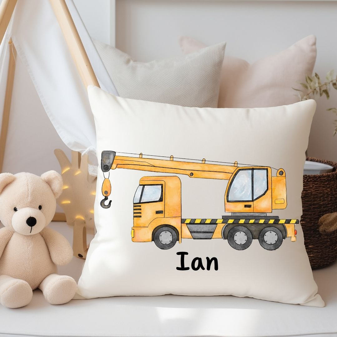 Personalized Crane Truck Kids Pillow - MerikaArt