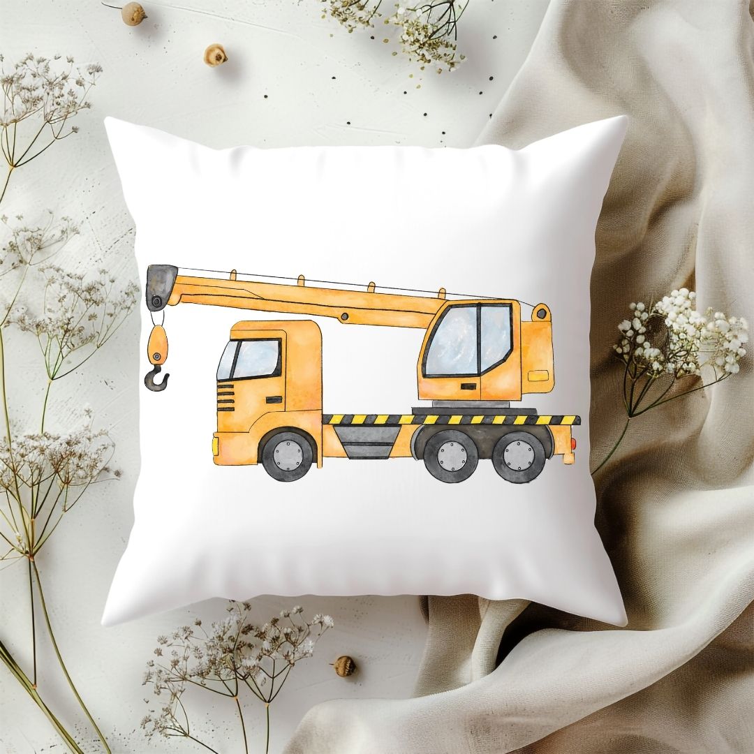 Personalized Crane Truck Kids Pillow - MerikaArt