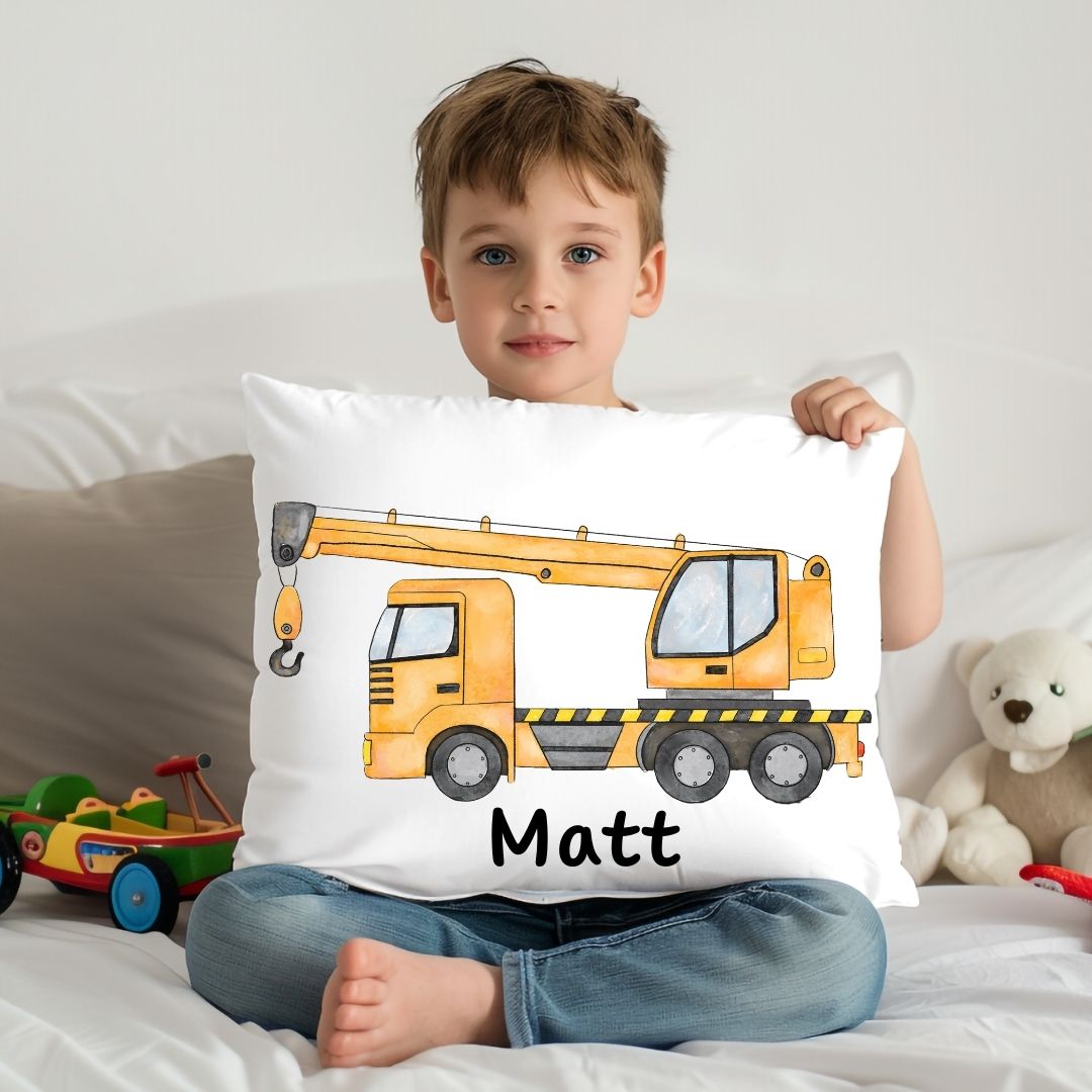 Personalized Crane Truck Kids Pillow - MerikaArt