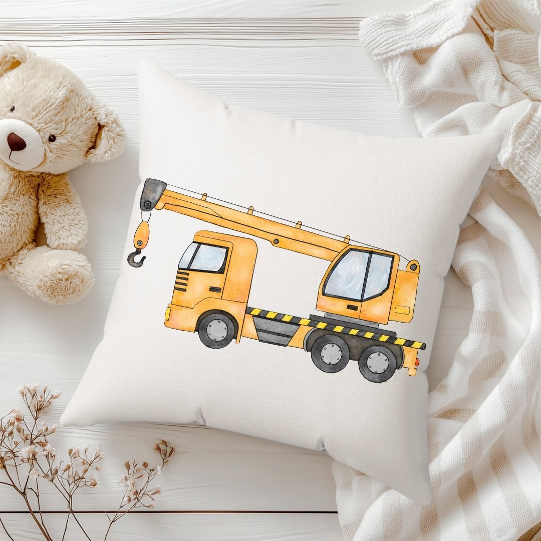 Personalized Crane Truck Kids Pillow - MerikaArt