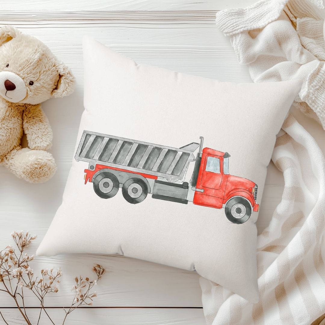 Personalized Dump Truck Kids Pillow - MerikaArt