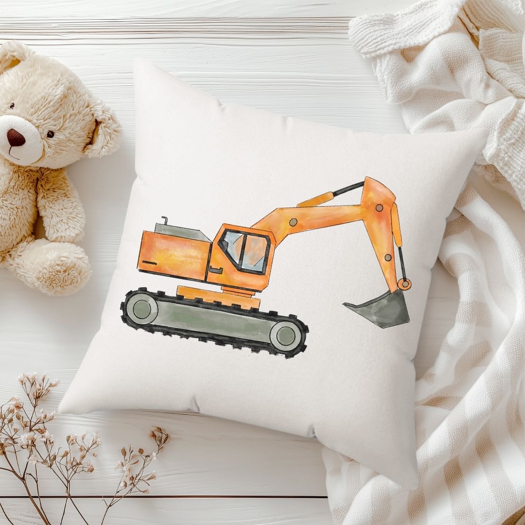 Personalized Excavator Kids Pillow - MerikaArt