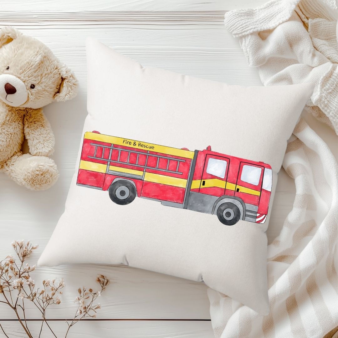 Personalized Fire Truck Kids Pillow - MerikaArt