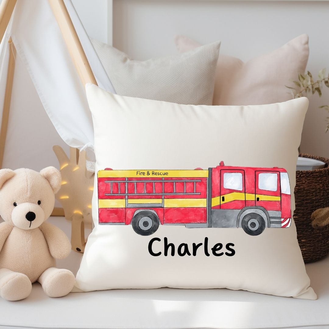 Personalized Fire Truck Kids Pillow - MerikaArt