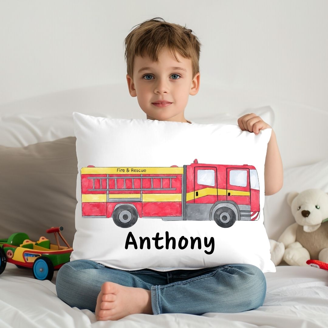 Personalized Fire Truck Kids Pillow - MerikaArt