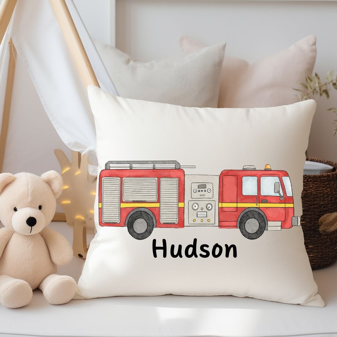 Personalized Fire Truck Kids Pillow - MerikaArt