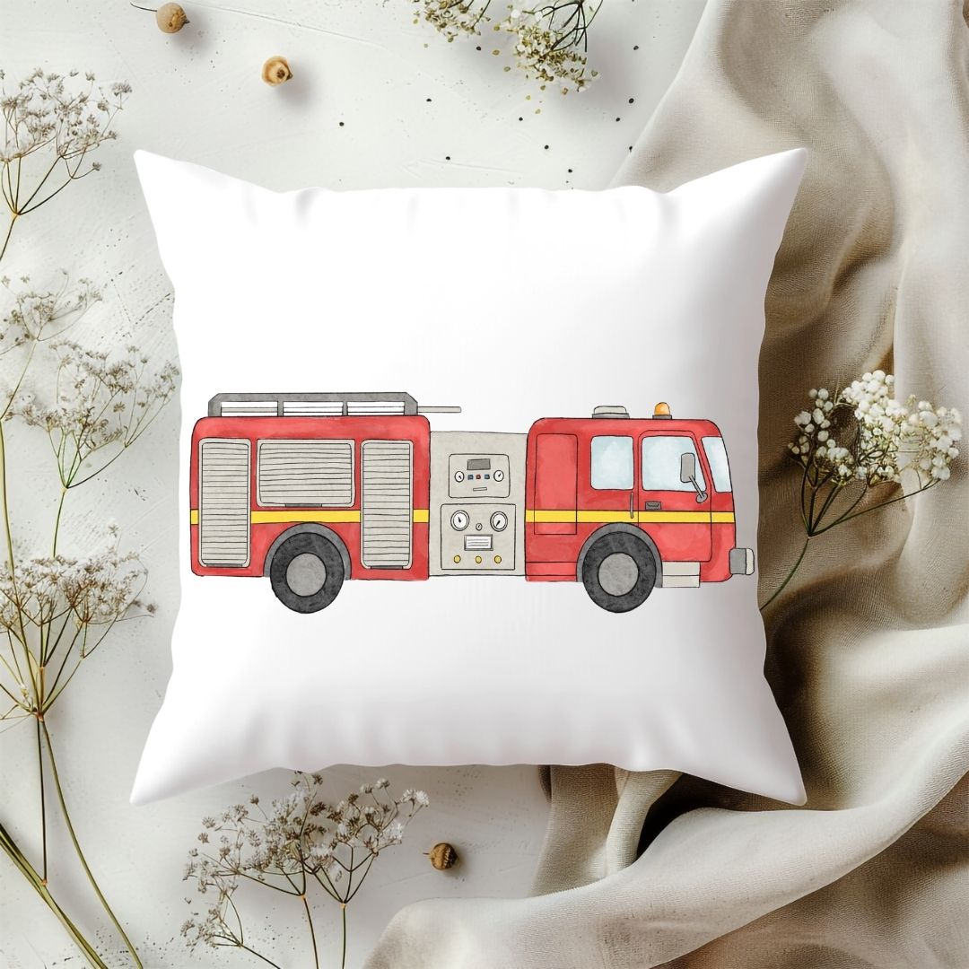 Personalized Fire Truck Kids Pillow - MerikaArt