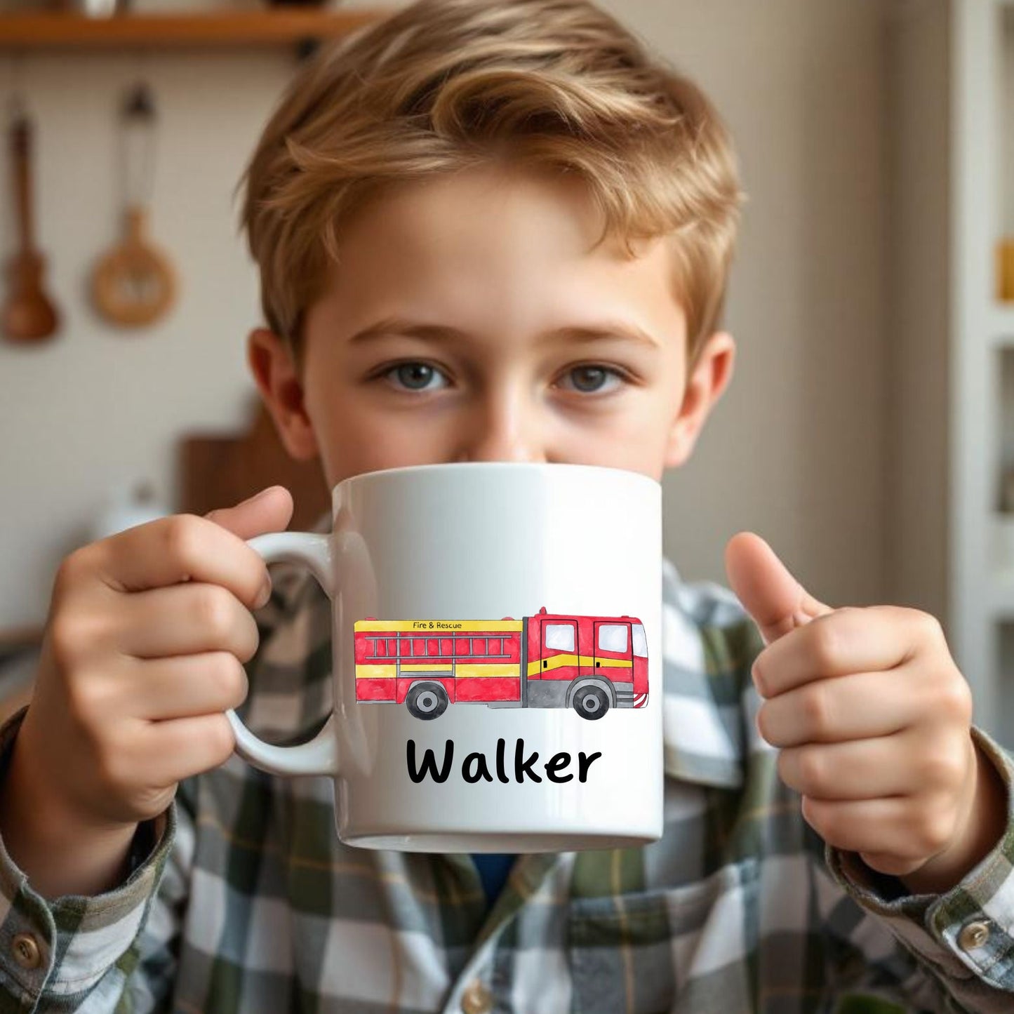 Personalized Fire Truck Mug - MerikaArt