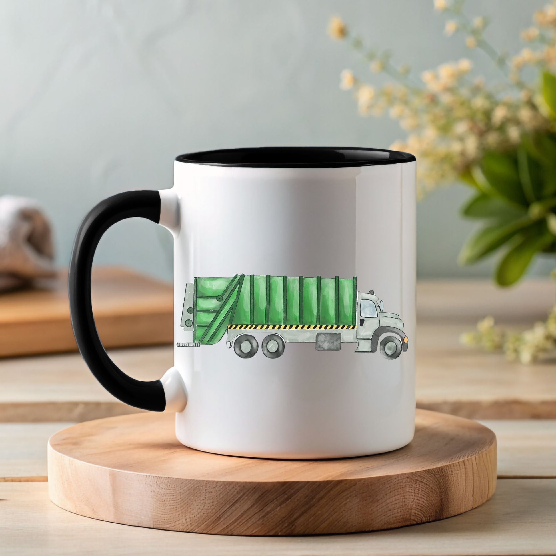 Personalized Green Garbage Truck Mug - MerikaArt
