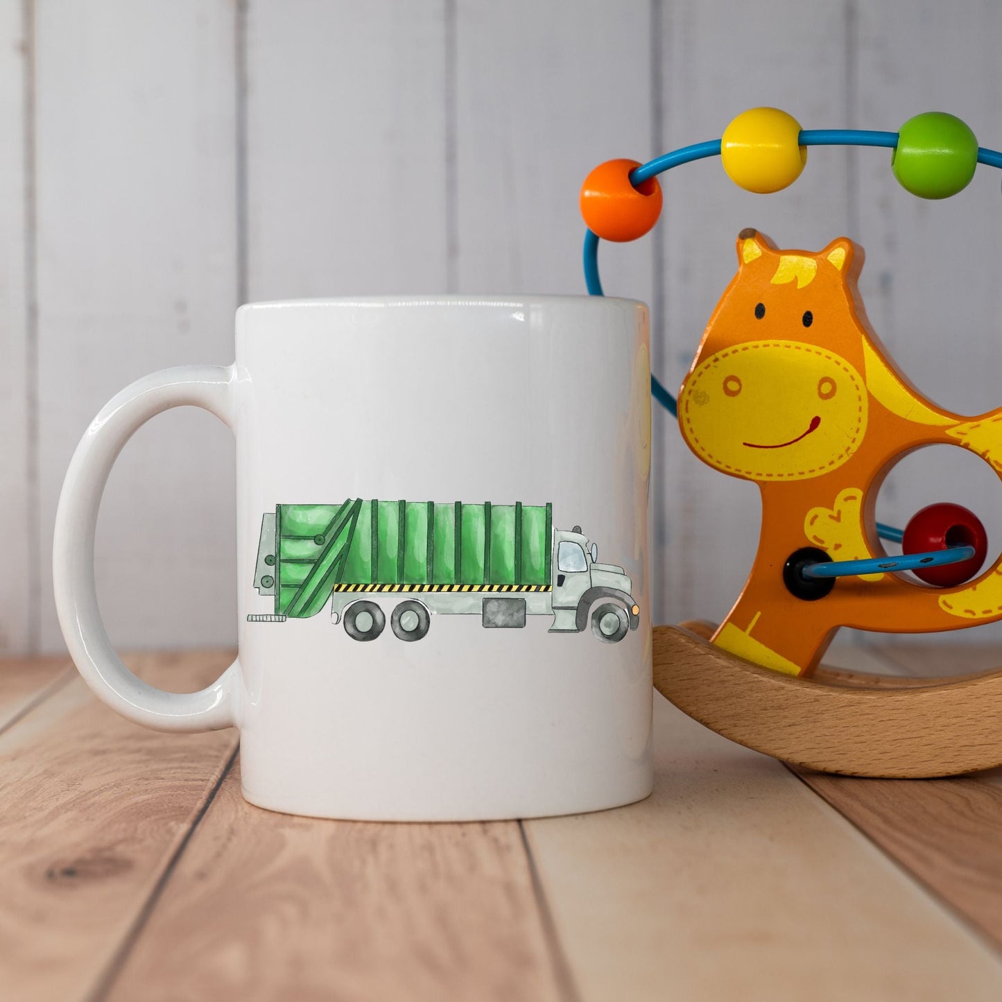 Personalized Green Garbage Truck Mug - MerikaArt