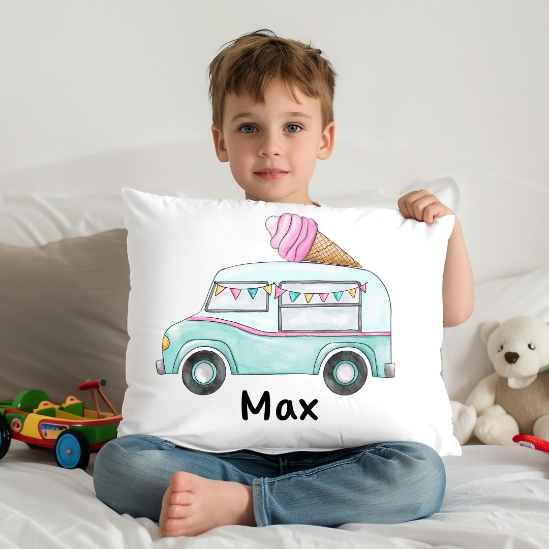 Personalized Ice Cream Truck Kids Pillow - MerikaArt