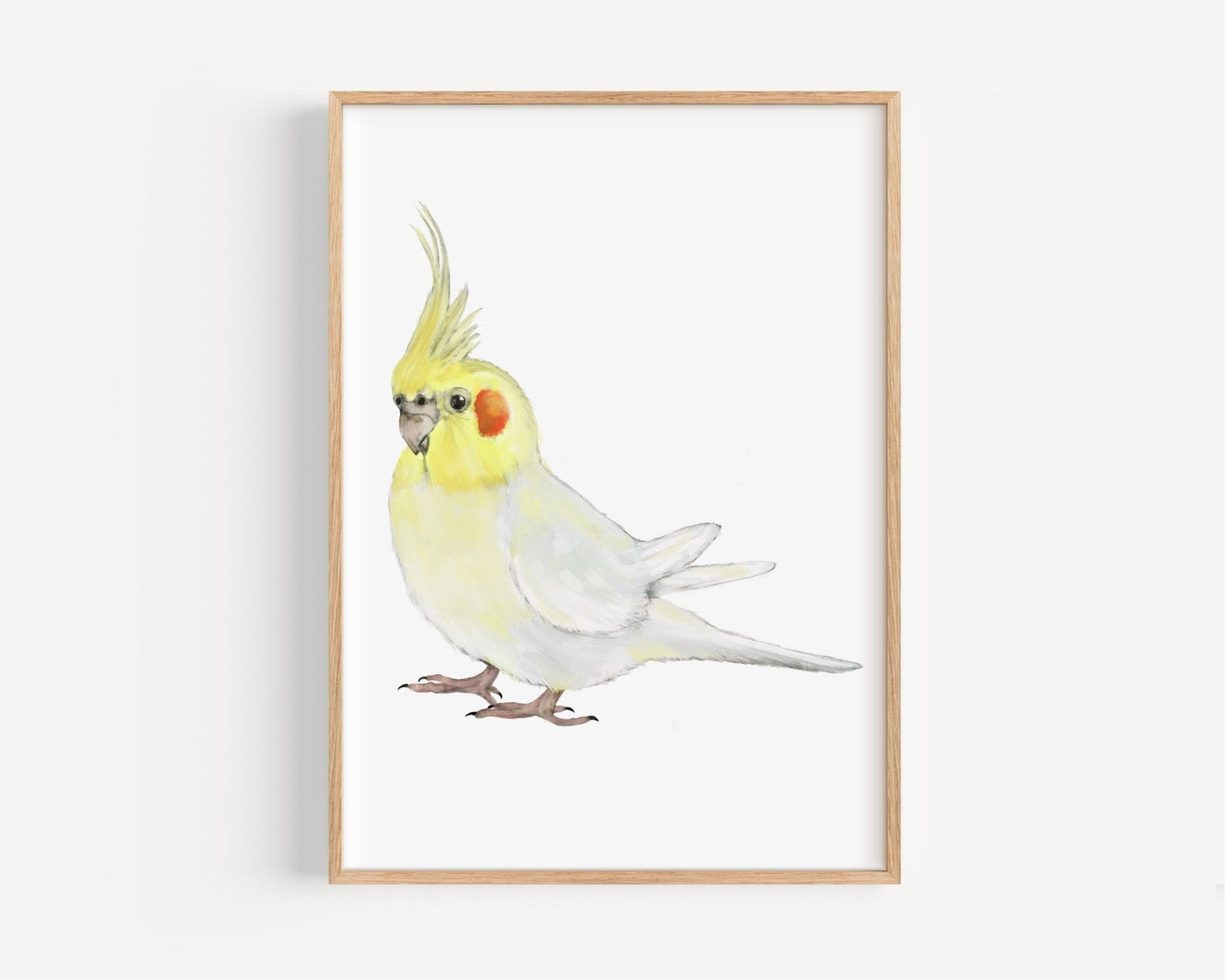 Personalized Lutino Cockatiel Wall Art Print – Yellow Parrot Illustration for Bird Lovers - MerikaArt
