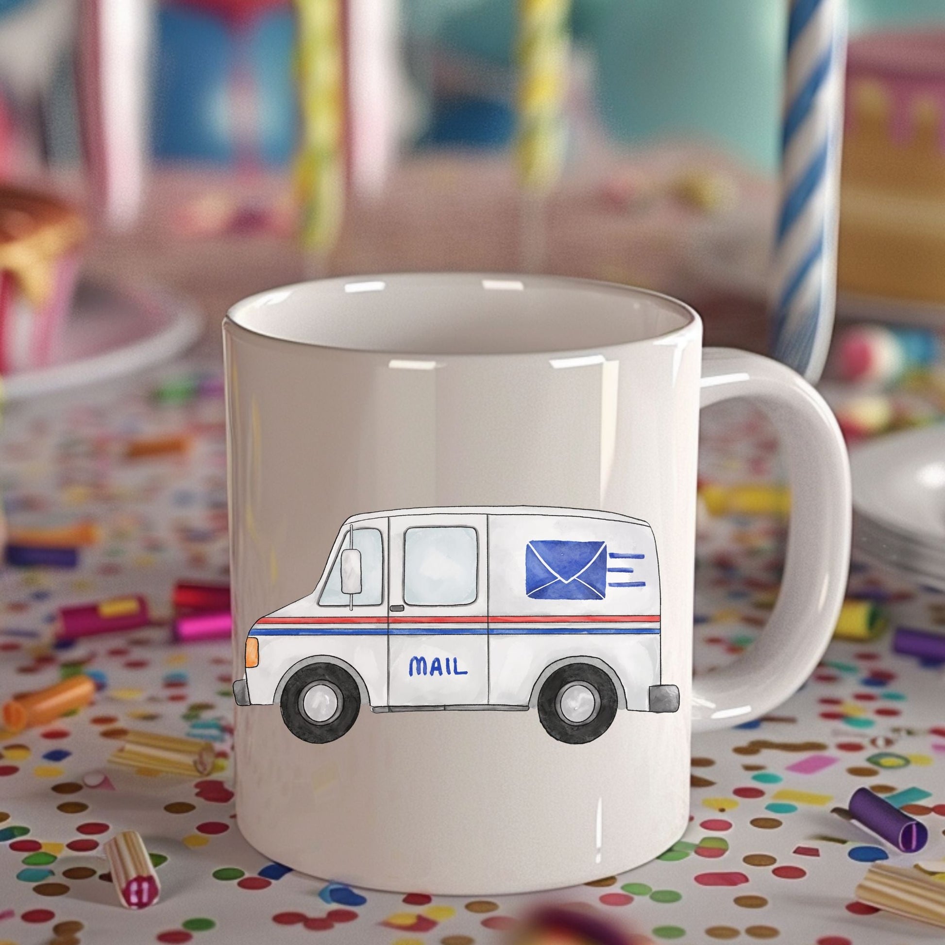 Personalized Mail Truck Mug - MerikaArt