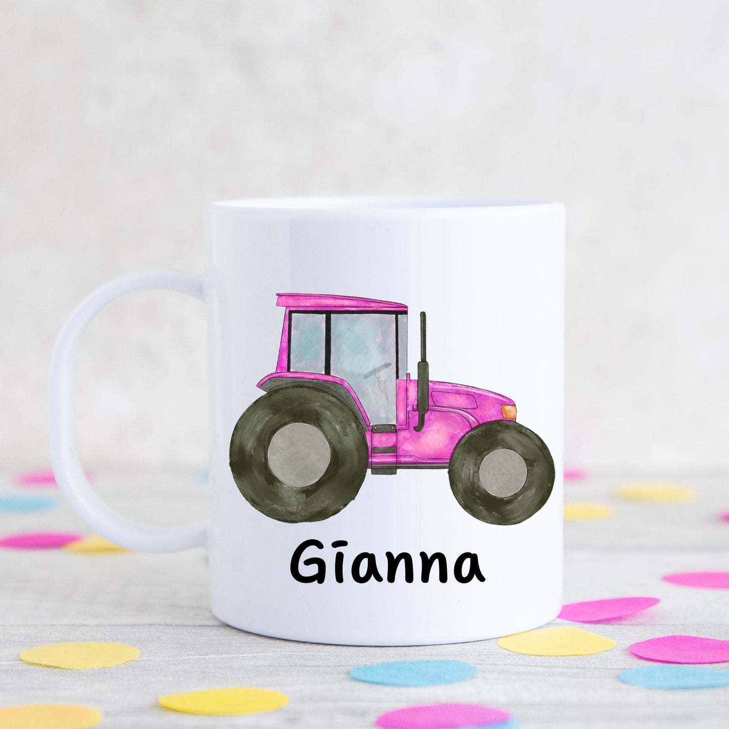 Personalized Pink Tractor Mug - MerikaArt