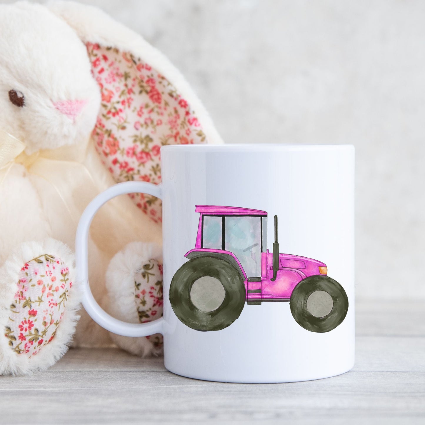 Personalized Pink Tractor Mug - MerikaArt