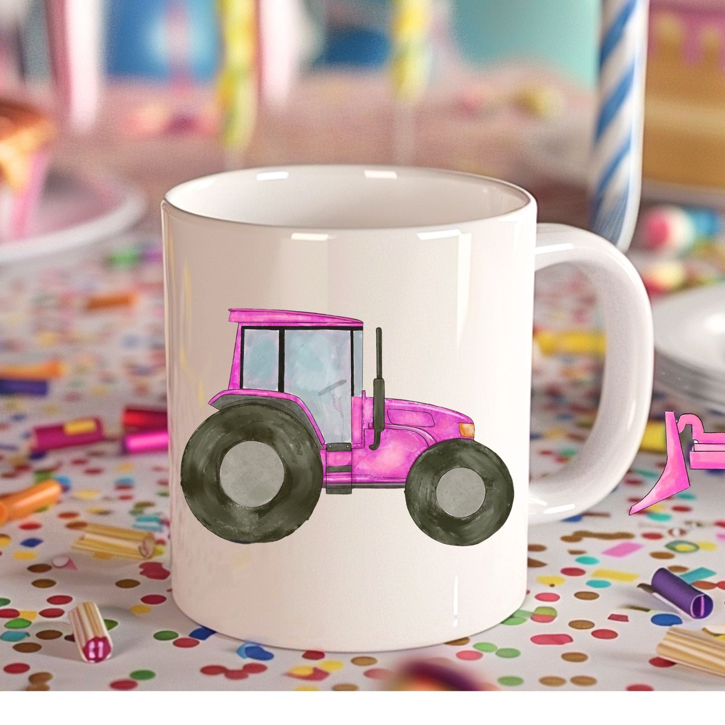 Personalized Pink Tractor Mug - MerikaArt