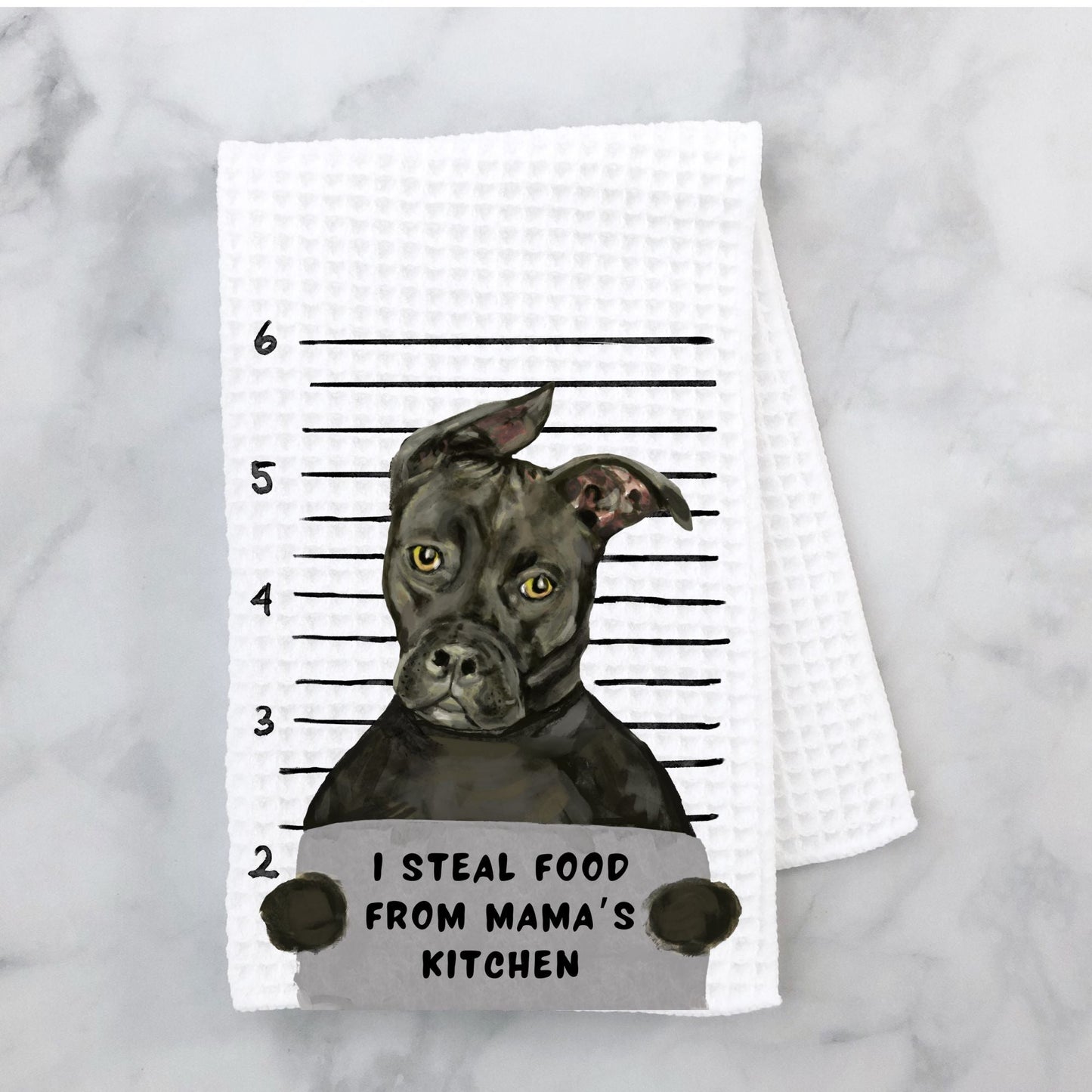 Personalized Pit Bull Mugshot Kitchen Towel - MerikaArt