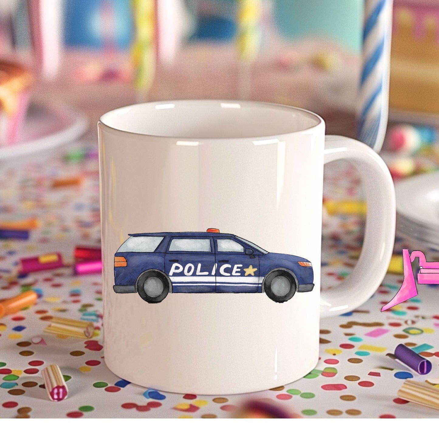 Personalized Police Car Mug - MerikaArt