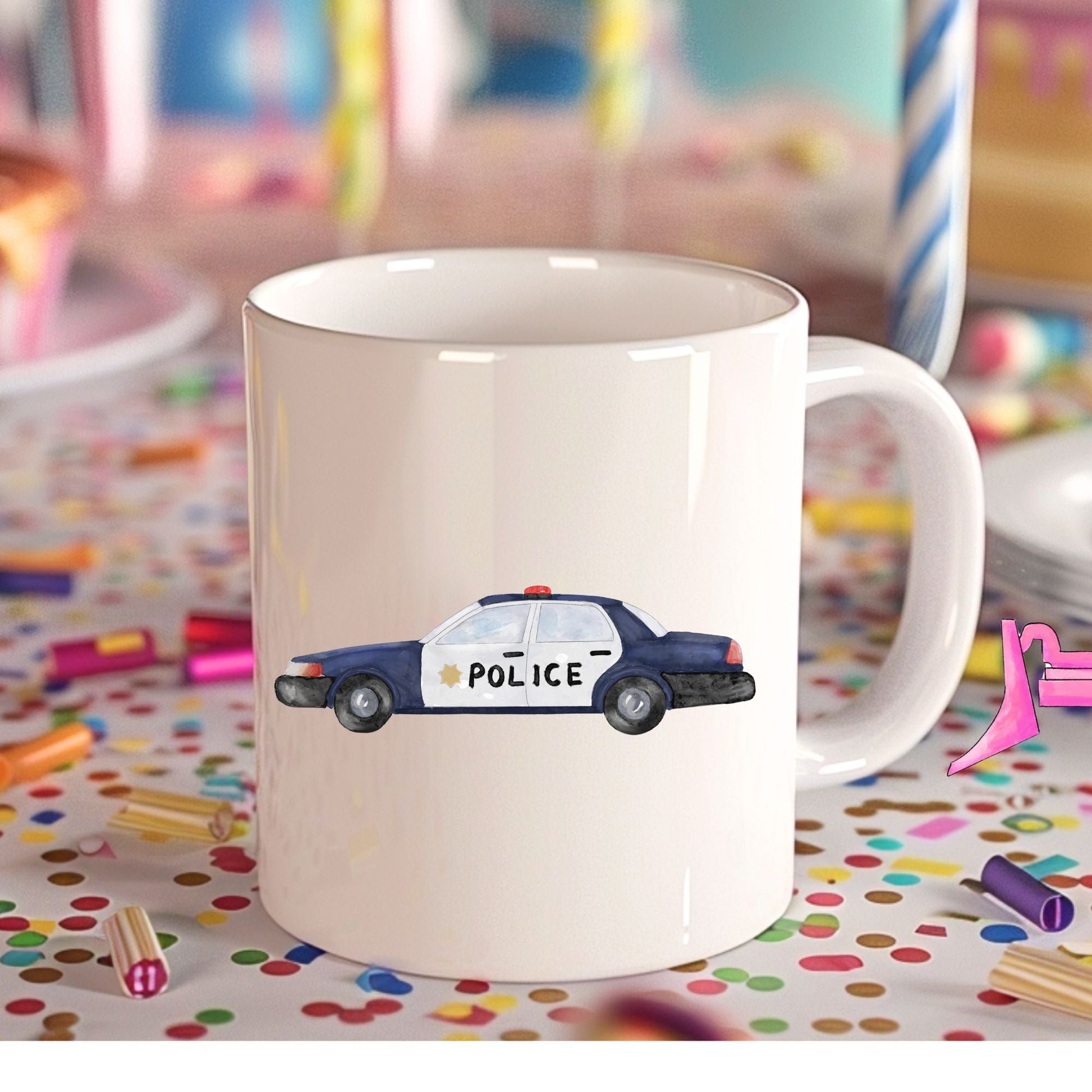 Personalized Police Car Mug - MerikaArt