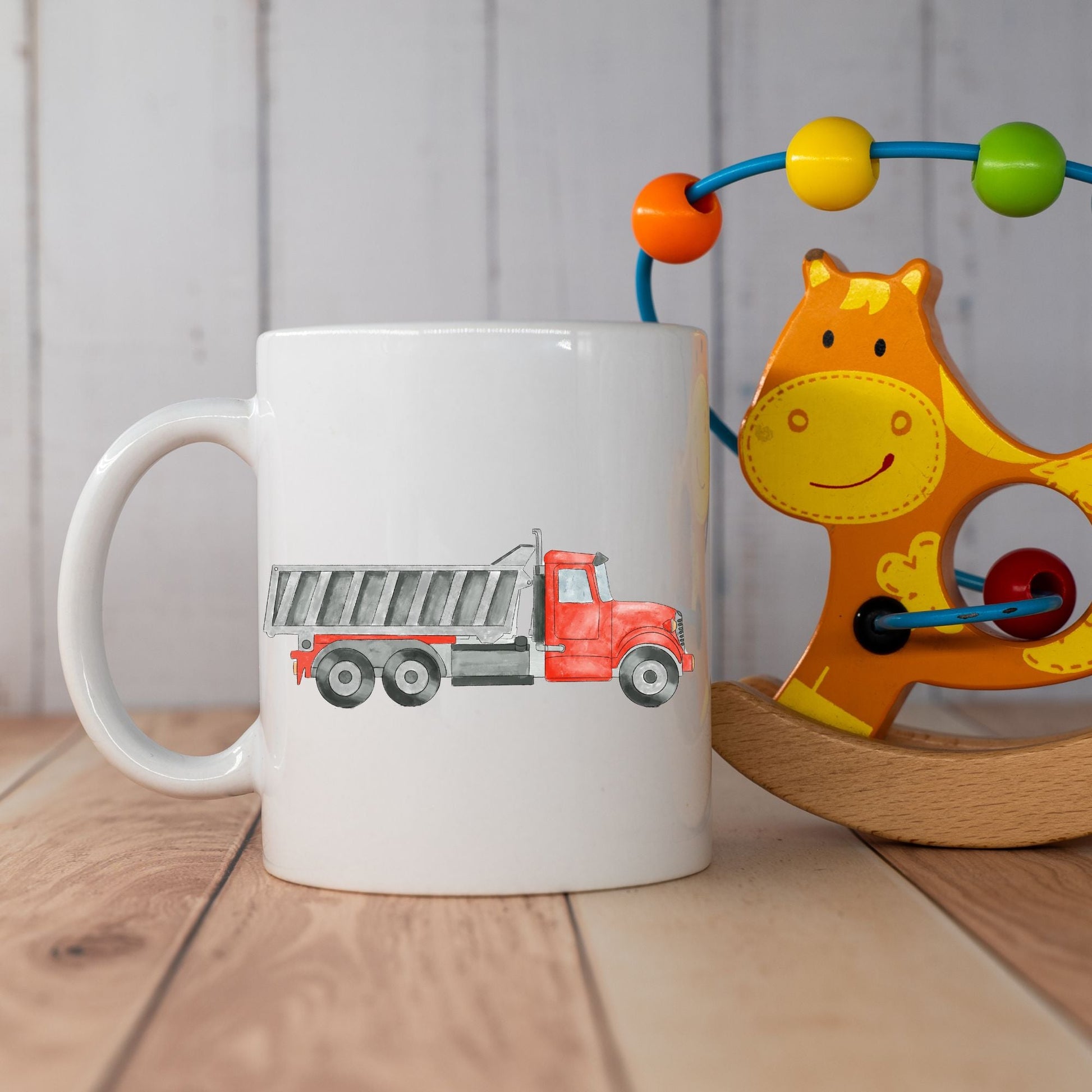 Personalized Red Dump Truck Mug - MerikaArt