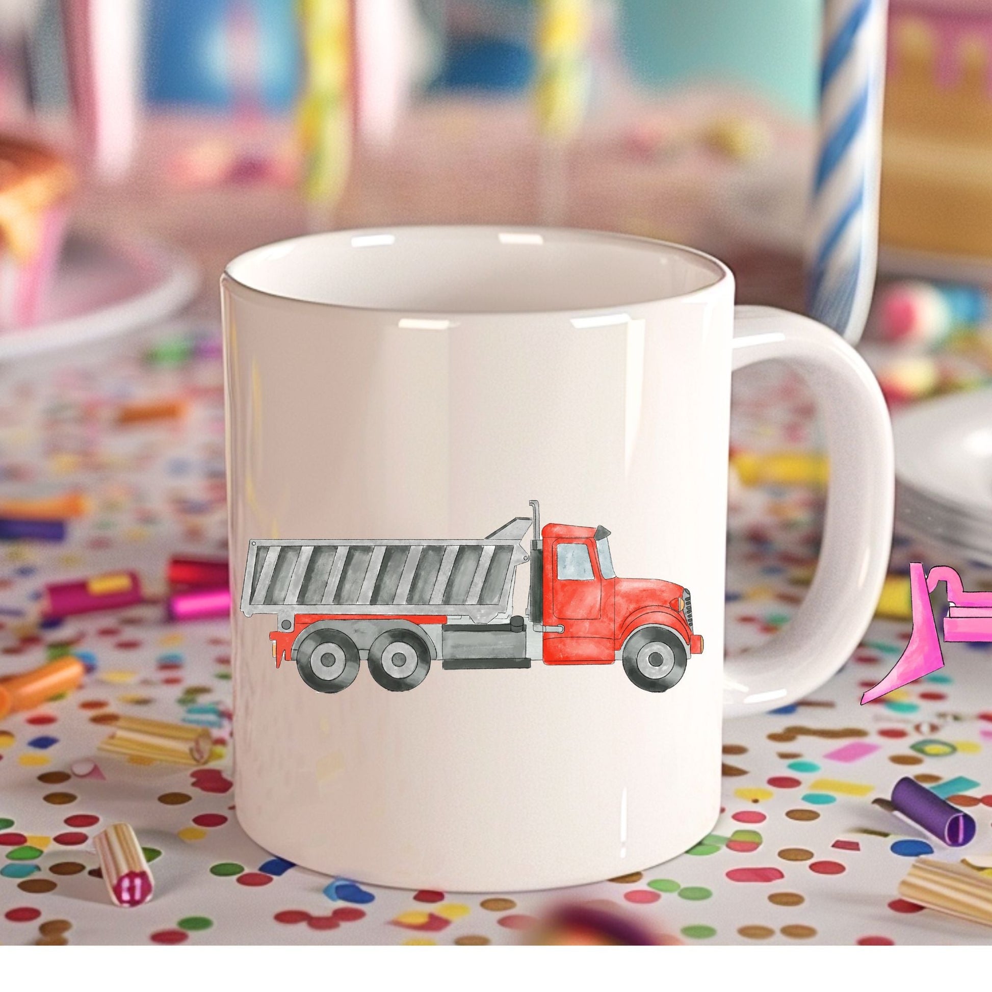 Personalized Red Dump Truck Mug - MerikaArt