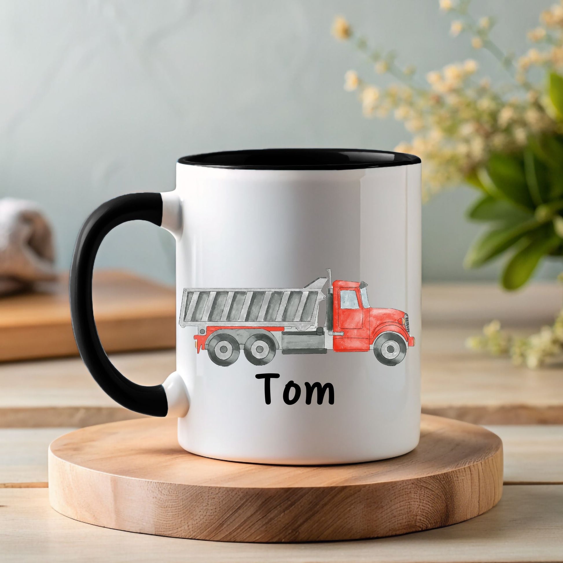 Personalized Red Dump Truck Mug - MerikaArt