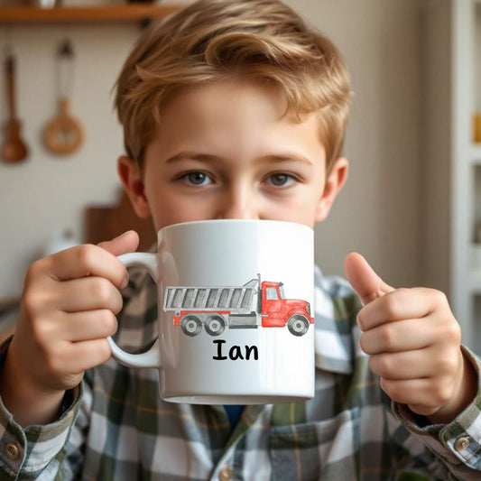 Personalized Red Dump Truck Mug - MerikaArt