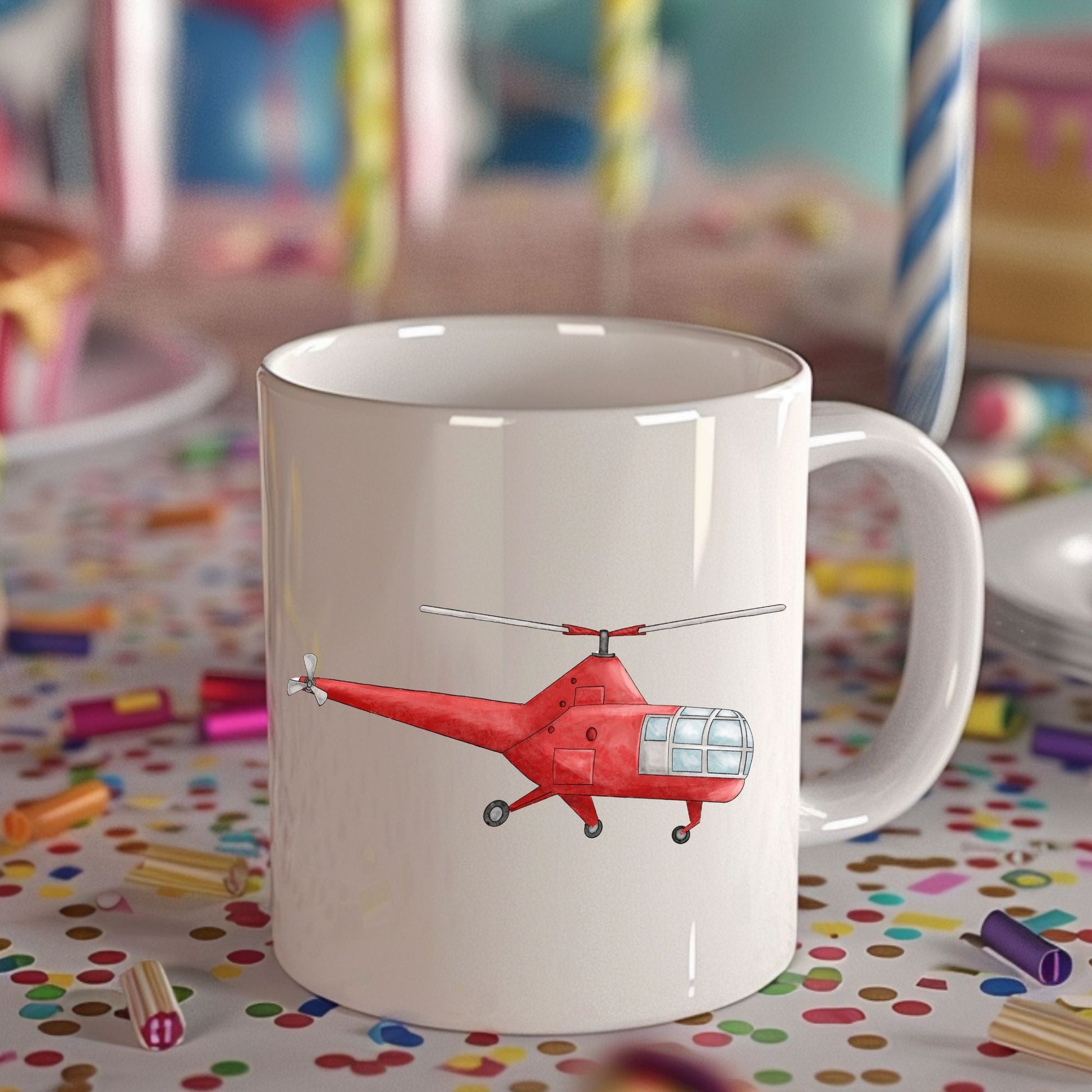 Personalized Red Helicopter Mug - MerikaArt