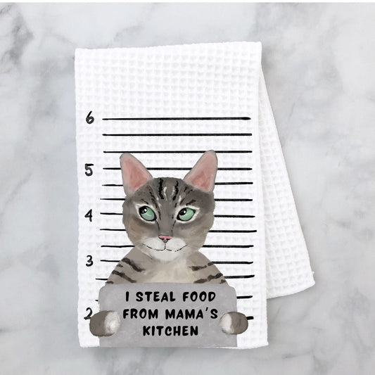 Personalized Tabby Cat Mugshot Kitchen Towel - MerikaArt