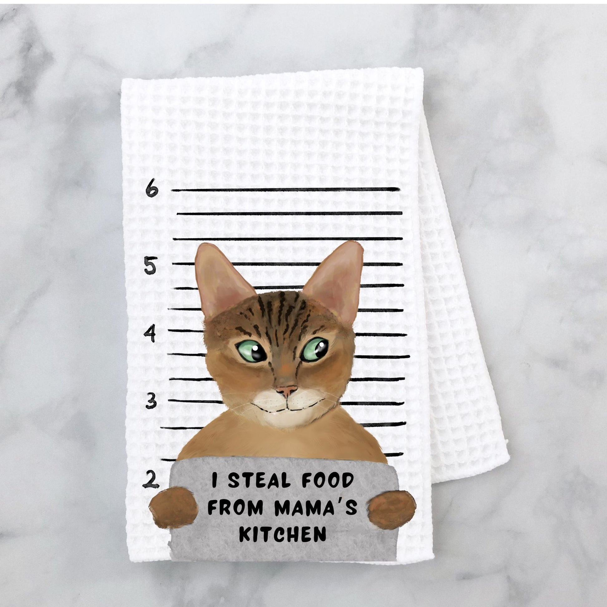 Personalized Tabby Cat Mugshot Kitchen Towel - MerikaArt