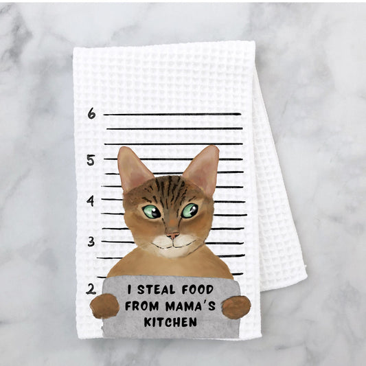 Personalized Tabby Cat Mugshot Kitchen Towel - MerikaArt