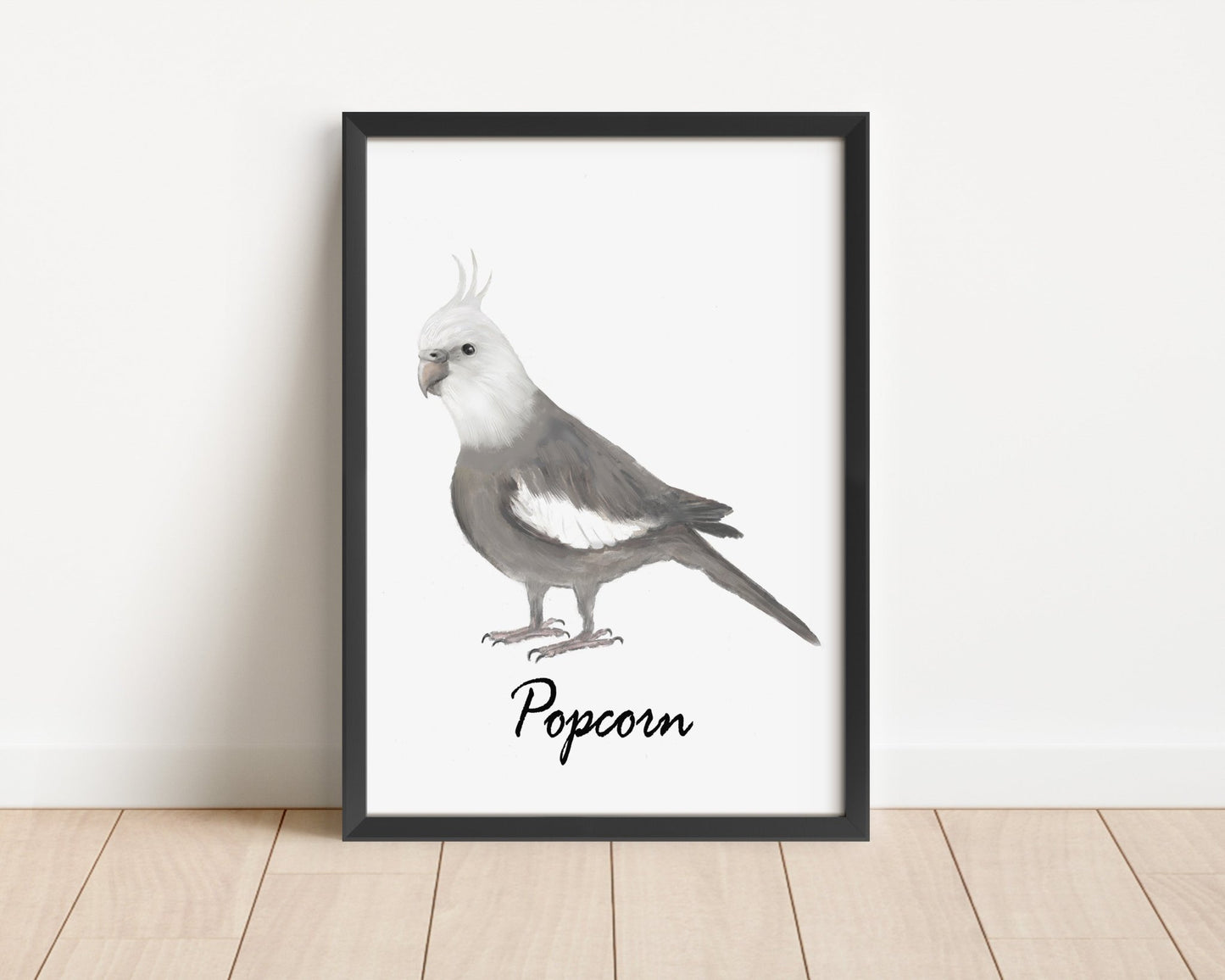 Personalized White - Faced Cockatiel Wall Art Print – Minimalist Parrot Illustration for Bird Lovers - MerikaArt