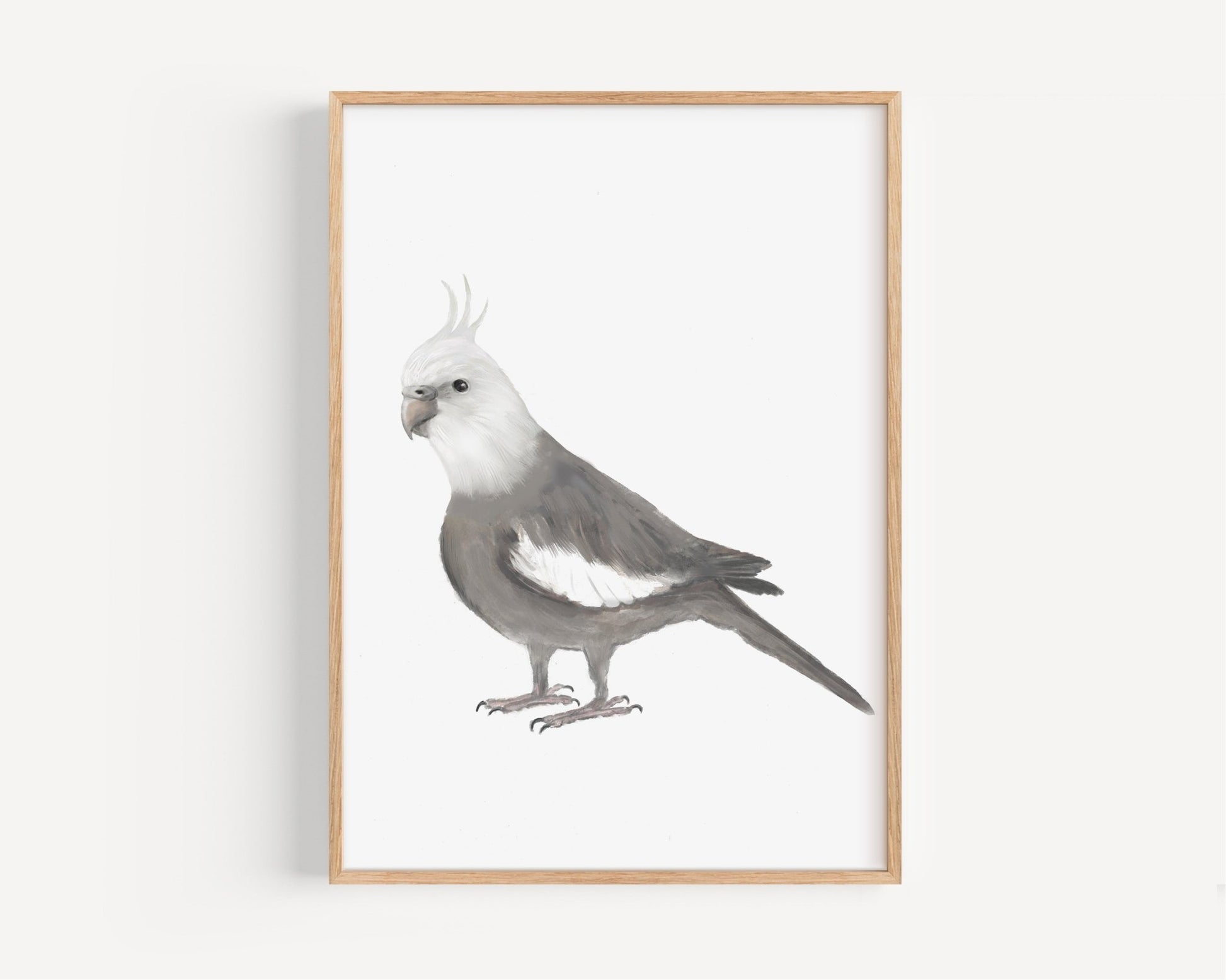 Personalized White - Faced Cockatiel Wall Art Print – Minimalist Parrot Illustration for Bird Lovers - MerikaArt