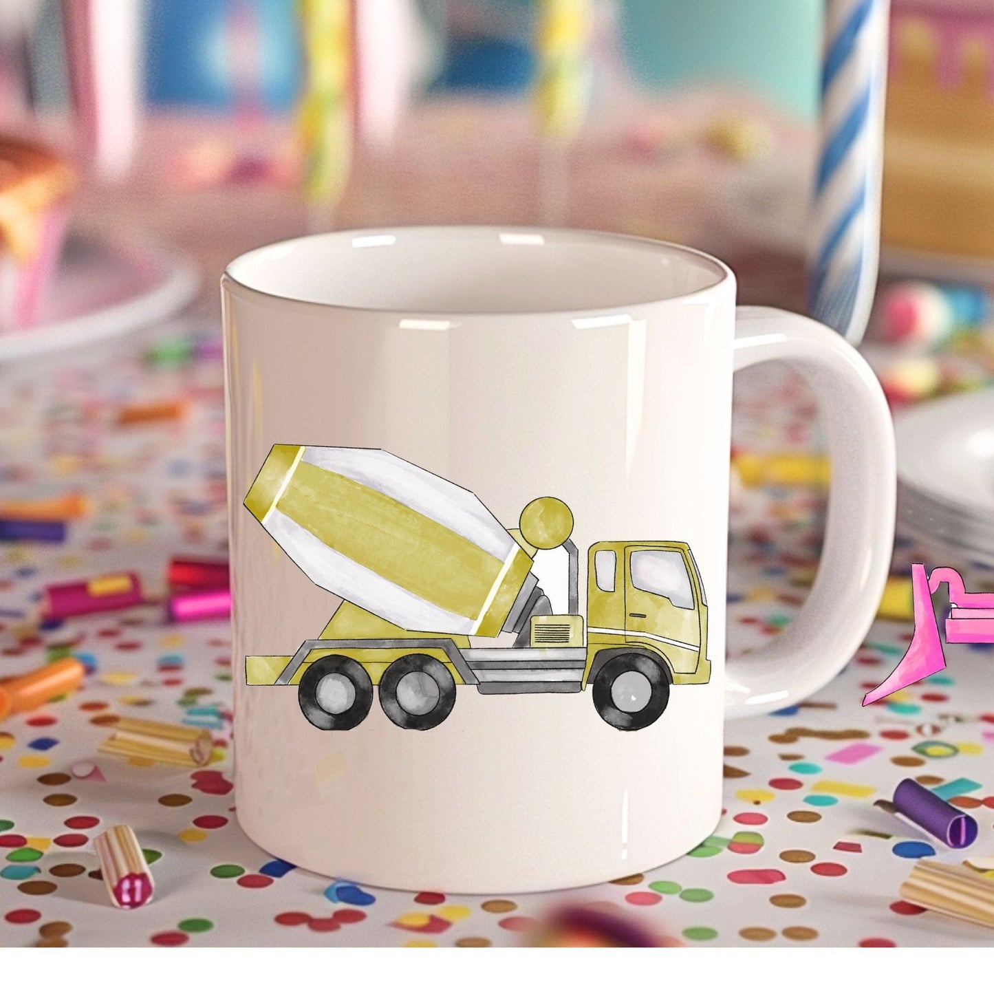 Personalized Yellow Cement Mixer Mug - MerikaArt
