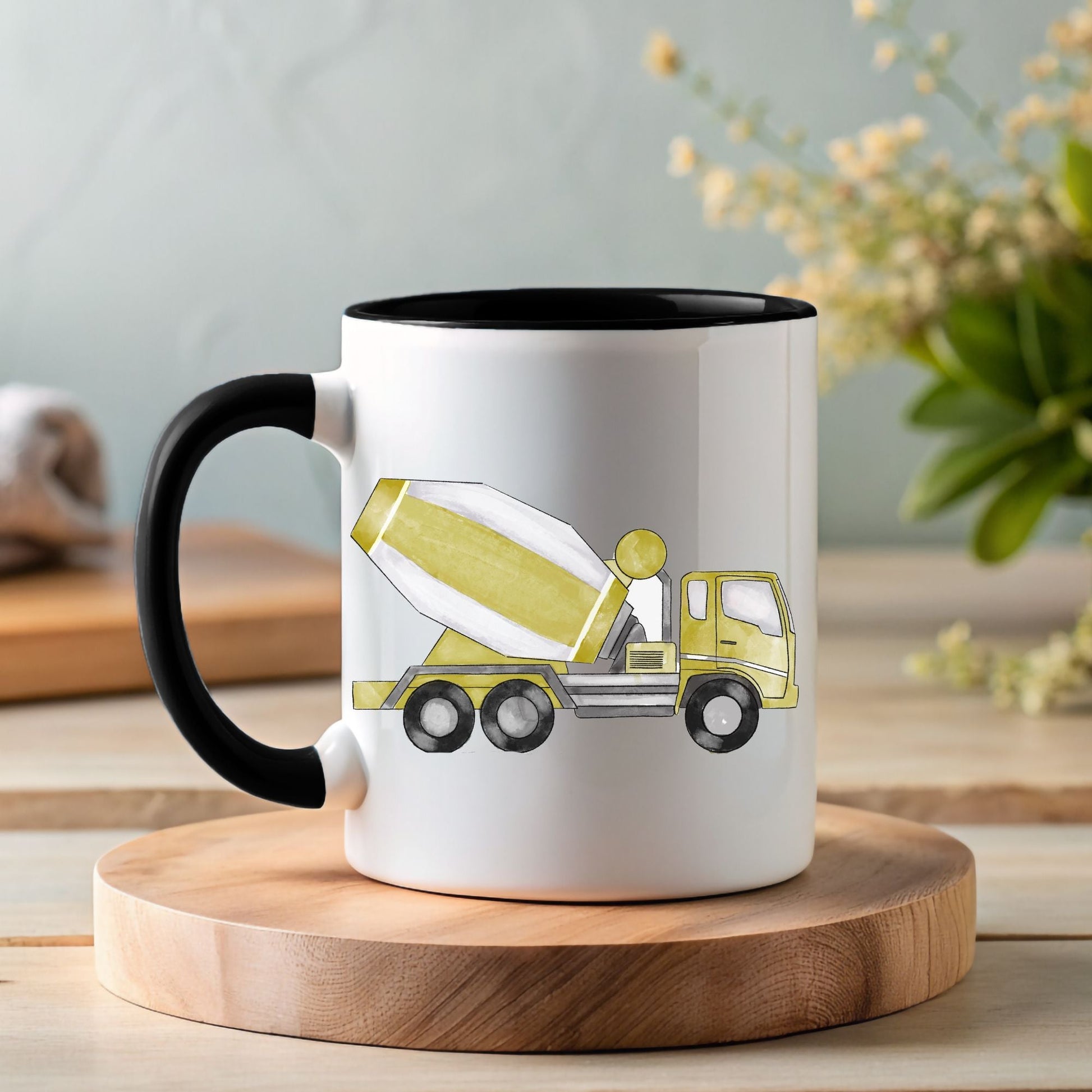 Personalized Yellow Cement Mixer Mug - MerikaArt